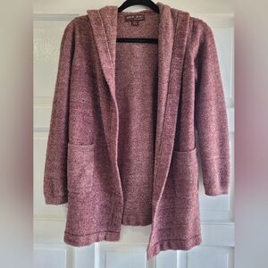 Girls Barefoot Dreams Cardigan, Cozy Hooded, Girls Size 8/10, Light Maroon